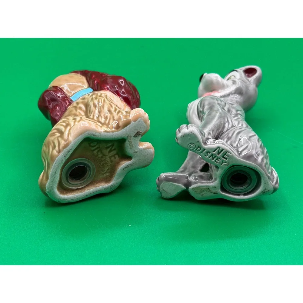 NE Disney Lady and the Tramp Ceramic Salt and Pepper Shaker Set VTG!